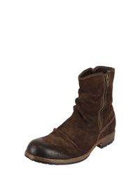 Shoto | Brown Waxed Suede Zipped Low Boots for Men | Lyst