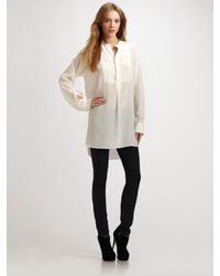 JOSEPH | White Oversized semi-sheer silk blouse | Lyst