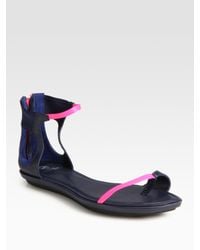 McQ | Blue Skinny Leather Flat Sandals | Lyst