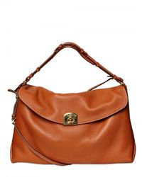 Sergio Rossi | Brown Viva Soft Grainyed Leather Shoulder Bag | Lyst