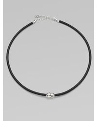 John Hardy | Black Silver Bead & Rubber Cord Necklace for Men | Lyst