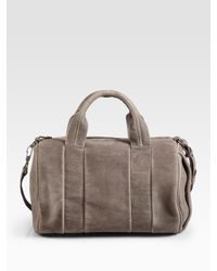 Alexander Wang | Gray Rocco Lasercut Leather & Velvet Satchel | Lyst