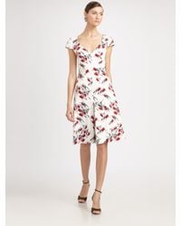 Carolina Herrera | White Sparrow-print V-neck Dress | Lyst