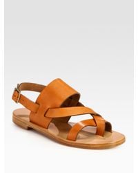 Chloé | Brown Strappy Leather Slingback Toe Ring Sandals | Lyst