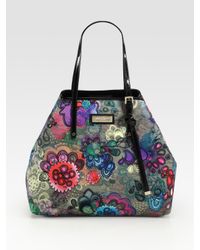 Jimmy Choo | Multicolor Sasha Printed-canvas & Patent Leather Tote Bag | Lyst