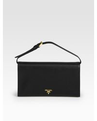 Prada | Black Saffiano Lux Clutch | Lyst