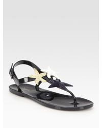 Saint Laurent | Blue Star-adorned Jelly Sandals | Lyst