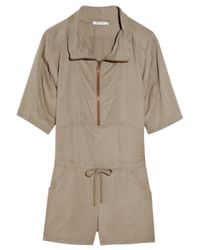 T By Alexander Wang | Brown Tencel and Linen-blend Playsuit | Lyst