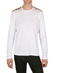Burberry Brit | White Check Shoulder Tee for Men | Lyst