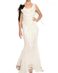 John Galliano | White Embroidered Tulle Long Dress | Lyst