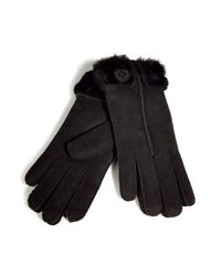 UGG | Black Australia Lurex Crochet Gloves With Shearling Sheepskin Cuff | Lyst