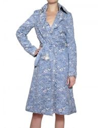 Luisa Beccaria | Blue Floral Lace Trench Coat | Lyst
