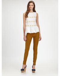 RED Valentino | Brown Stretch Twill Pants | Lyst