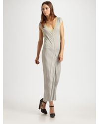 T By Alexander Wang | Gray Shadow Stripe Muscle T-shirt Dress | Lyst