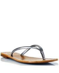 Tory Burch | Abitha - Pewter Metallic Puffy Leather Thong Sandal | Lyst