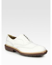 Ferragamo | White Borg Lug Sole Brogue for Men | Lyst