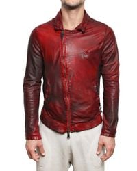 Giorgio Brato | Red Vegetable Washed Nappa Biker Leather Jac for Men | Lyst