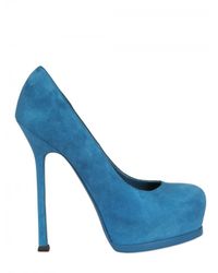 Saint Laurent | Blue 140mm Tribtoo Suede Pumps | Lyst