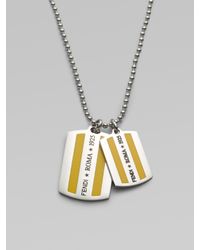 Fendi | Metallic FF Enamel Dog Tag Necklace for Men | Lyst