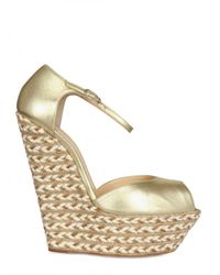 Giuseppe Zanotti | 155mm Metallic Leather Peep Toe Wedges | Lyst