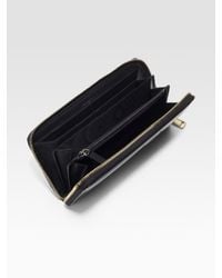 Saint Laurent | Black Ysl Patent Zip Wallet | Lyst