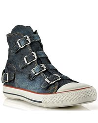 Ash | Blue Virginbis - Buckle Sneaker in Denim | Lyst