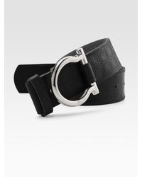 Ferragamo | Black Stamped Gancini Belt for Men | Lyst