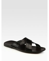 Prada | Black Criss Cross Sandals for Men | Lyst