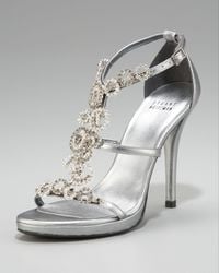 Lyst - Stuart Weitzman Jeweled T-strap Sandal in Metallic