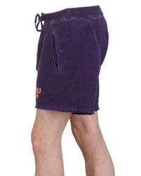 DSquared² | Purple Cracked Print Cotton Fleece Sweat Shorts for Men | Lyst