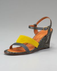 Chie Mihara | Multicolor Finde Suede and Leather Colorblock Slingback Sandals | Lyst