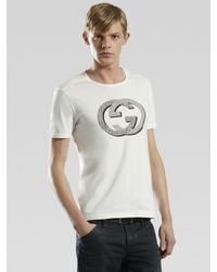 Gucci | White G-check Print Tee for Men | Lyst
