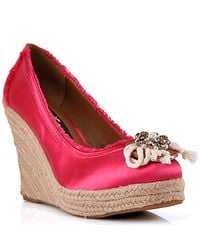 Juicy Couture | Pink Satin Espadrille Wedge | Lyst