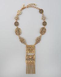 Oscar de la Renta | Silver Scalloped Web Crystal Collar Necklace | Lyst