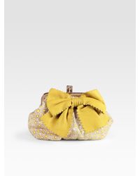 RED Valentino | Yellow Daisy-print Canvas and Calfskin Mini Bow Bag | Lyst