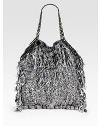 Stella McCartney | Gray Fringed Crochet Bag | Lyst