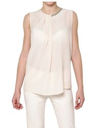 Space | Pink Embroidered Jewel Georgette Top | Lyst