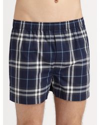 Burberry | Blue Classic Check Boxers, 3-pack for Men | Lyst