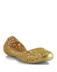 Melissa | Metallic Campana - Gold Mutli-Colored Glitter Jelly Cutout Flat | Lyst