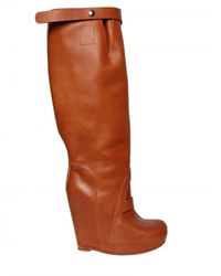 Rick Owens | Brown 140mm Leather Boot Wedges | Lyst