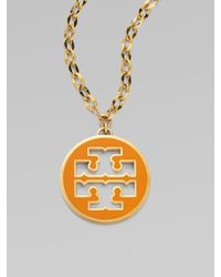 Tory Burch | Orange Logo Pendant Necklace | Lyst