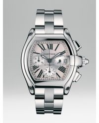 Cartier | Metallic Roadster Chronograph Stainless Steel Watch On Bracelet/interchangeable Strap, Extra Large | Lyst