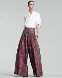 Saint Laurent | Purple Printed Silk-habotai Palazzo Pants | Lyst