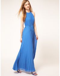 Lyst - Ted Baker Pleat Maxi Dress in Blue