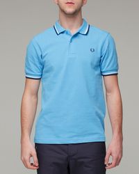 Fred Perry | Blue Atoll Cotton Piqué Twin Tipped Slim Fit Polo for Men | Lyst
