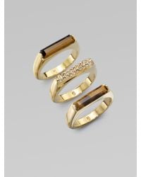 Michael Kors | Metallic Stone & Tigers Eye Stacked Rings | Lyst
