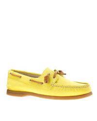 J.Crew | Yellow Sperry Top-sider® Authentic Original 2-eye Boat Shoes in Twill | Lyst