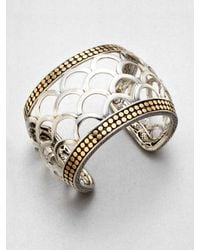John Hardy | Metallic 18k Gold Sterling Silver Scaled Wide Cuff Bracelet | Lyst
