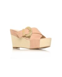 Nine west Nine West Elysa Leather Platform Wedge Sandals Pale Pink in Pink | Lyst