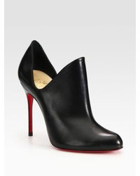 Christian Louboutin | Black Leather Cutout Ankle Boots | Lyst